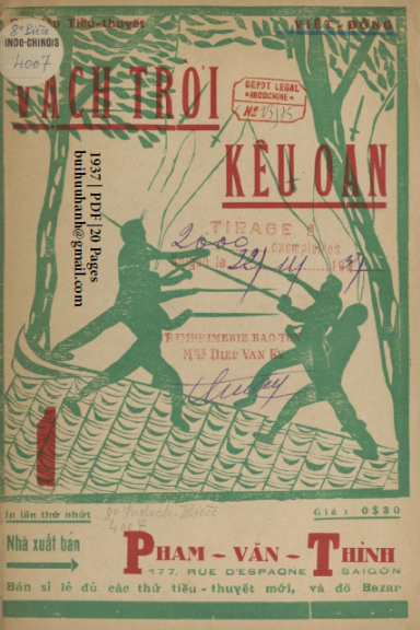 Vạch Trời Kêu Oan Cuốn 1-3 (NXB Bảo Tồn 1937) - Việt Đông, 60 Trang