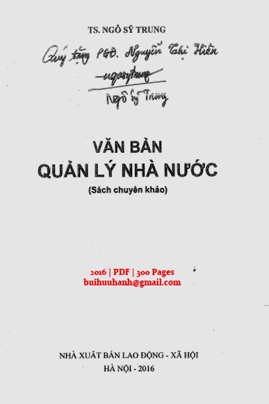 Văn Bản Quản Lý Nhà Nước (NXB Lao Động Xã Hội 2016) - Ngô Sỹ Trung, 300 Trang