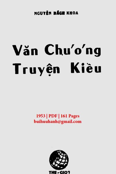 Văn Chương Truyện Kiều (NXB Thế Giới 1953) - Nguyễn Bách Khoa, 161 Trang
