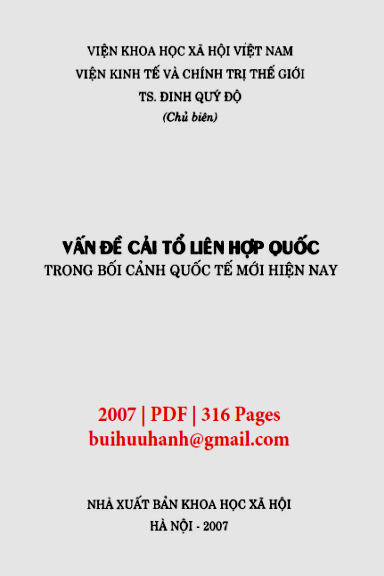 Vấn Đề Cải Tổ Liên Hợp Quốc Trong Bối Cảnh Quốc Tế Mới Hiện Nay - Đinh Quý Độ, 316 Trang