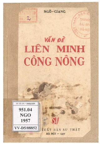 Vấn Đề Liên Minh Công Nông (NXB Sự Thật 1957) - Ngô Giang, 127 Trang