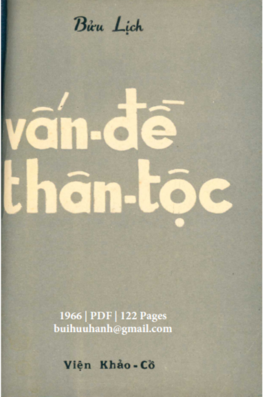 Vấn Đề Thân Tộc (NXB Tuyết Vân 1966) - Bửu Lịch, 122 Trang