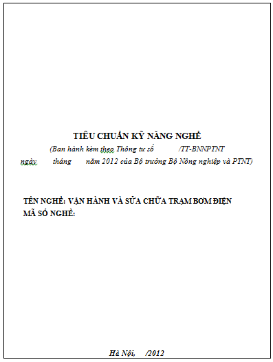 Vận Hành Và Sửa Chữa Trạm Bơm Điện (NXB Hà Nội 2012) - Trần Văn Đông, 418 Trang