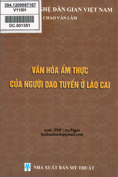 Văn Hóa Ẩm Thực Của Người Dao Tuyển Ở Lào Cai (NXB Mỹ Thuật 2016) - Chảo Văn Lâm, 174 Trang