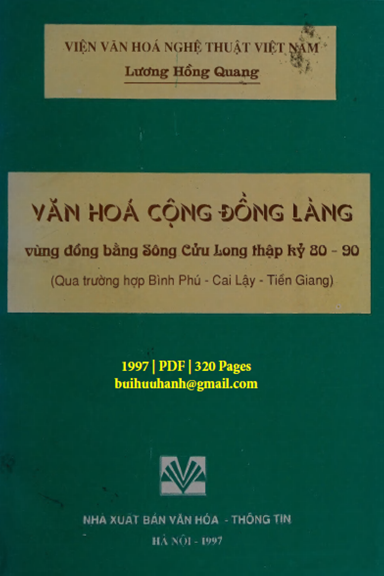 Văn Hóa Cộng Đồng Làng Vùng ĐBSCL Thập Kỷ 80-90 (NXB Văn Hóa Thông Tin 1997) - Lương Hồng Quang