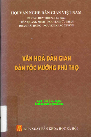 Văn Hóa Dân Gian Dân Tộc Mường Phú Thọ (NXB Khoa Học Xã Hội 2015) - Dương Huy Thiện, 644 Trang
