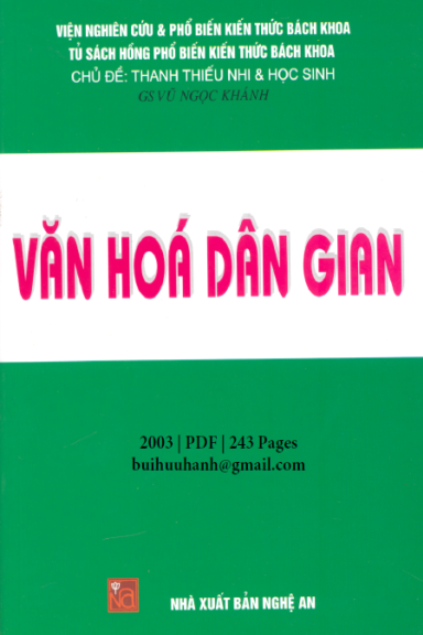 Văn Hóa Dân Gian (NXB Nghệ An 2003) - Vũ Ngọc Khánh, 243 Trang