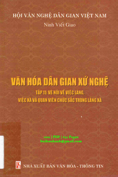 Văn Hóa Dân Gian Xứ Nghệ Tập 11 (NXB Văn Hóa Thông Tin 2011) - Ninh Viết Giao, 632 Trang
