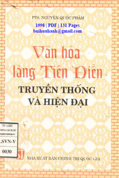Văn Hóa Làng Tiên Điền Truyền Thống Và Hiện Đại (NXB Chính Trị 1998) - Nguyễn Quốc Phẩm, 131 Trang