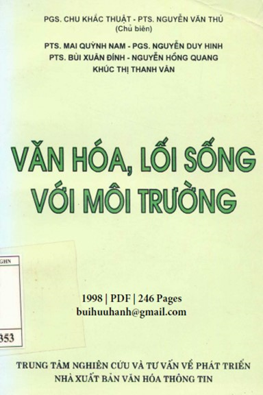 Văn Hóa, Lối Sống Với Môi Trường (NXB Văn Hóa Thông Tin 1998) - Chu Khắc Thuật, 246 Trang