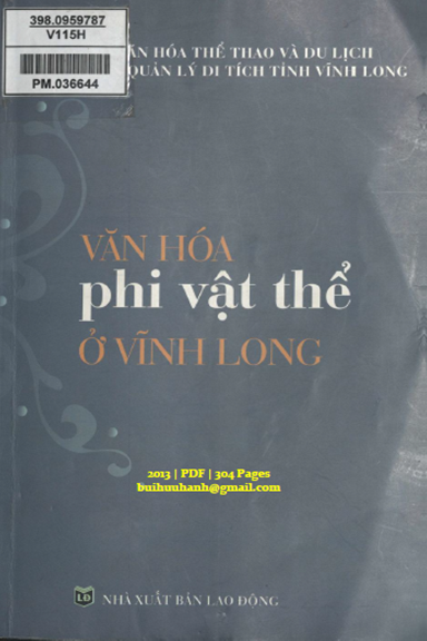 Văn Hóa Phi Vật Thể Ở Vĩnh Long (NXB Lao Động 2013) - Phan Văn Hưởng, 304 Trang