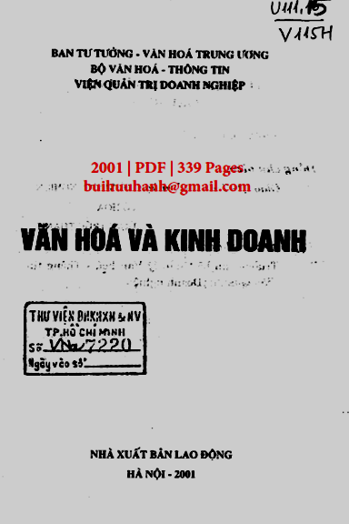 Văn Hóa Và Kinh Doanh (NXB Lao Động 2001) - Phạm Văn Nghiên, 339 Trang