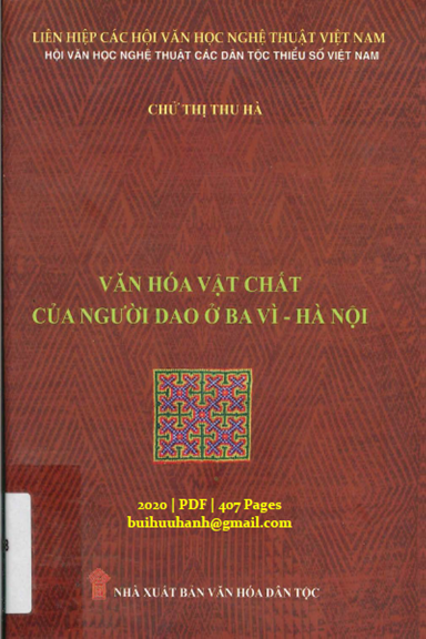 Văn Hóa Vật Chất Của Người Dao Ở Ba Vì-Hà Nội (NXB Văn Hóa Dân Tộc 2020) - Chử Thị Thu Hà, 407 Trang
