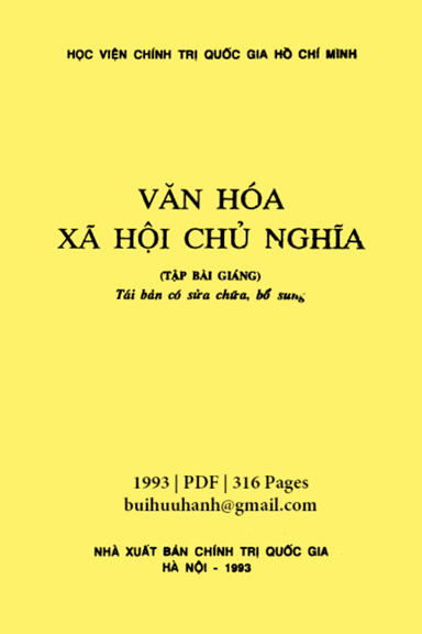 Văn Hóa Xã Hội Chủ Nghĩa (NXB Chính Trị 1993) - Trần Văn Bính, 316 Trang