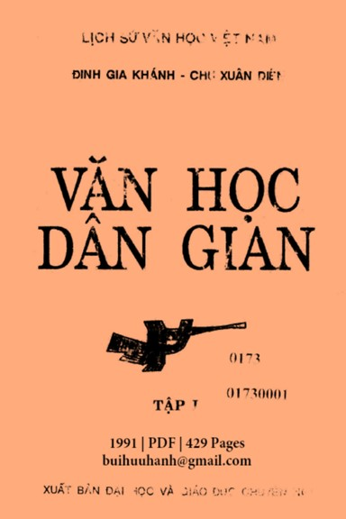 Văn Học Dân Gian Tập 1 (NXB Đại Học 1991) - Đinh Gia Khánh, 429 Trang