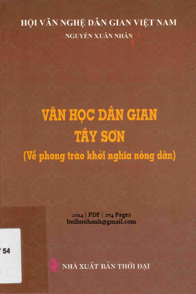 Văn Học Dân Gian Tây Sơn (NXB Thời Đại 2014) - Nguyễn Xuân Nhân, 274 Trang