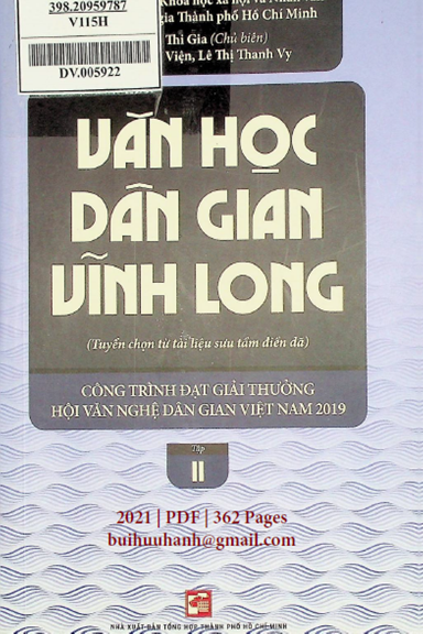 Văn Học Dân Gian Vĩnh Long Tập 2 (NXB Tổng Hợp 2021) - La Mai Thi Gia, 362 Trang