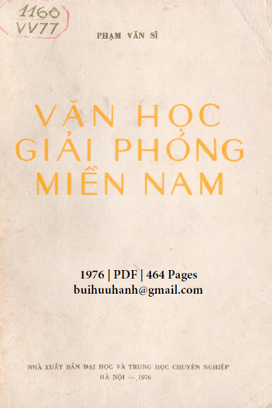 Văn Học Giải Phóng Miền Nam 1954-1970 (NXB Đại Học 1976) - Phạm Văn Sĩ, 456 Trang