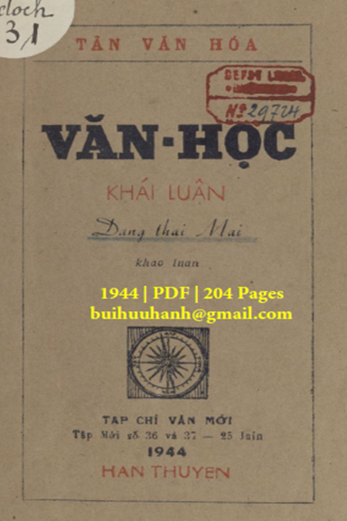Văn Học Khái Luận (NXB Hàn Thuyên 1944) - Đặng Thái Mai, 204 Trang