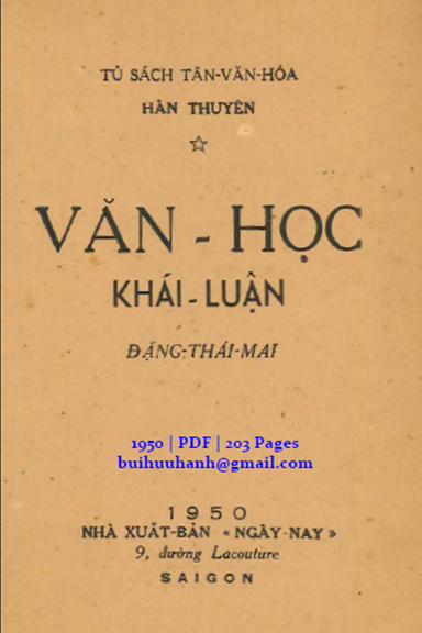 Văn Học Khái Luận (NXB Ngày Nay 1950) - Đặng Thái Mai, 203 Trang