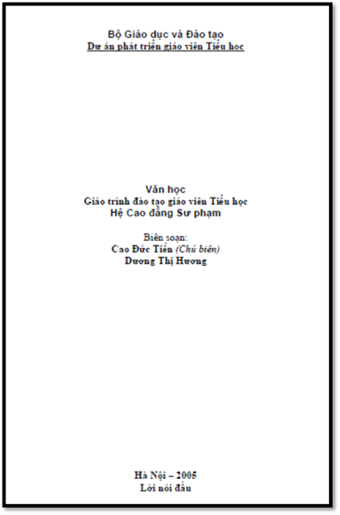Văn Học (NXB Giáo Dục 2005) - Cao Đức Tiến, 297 Trang
