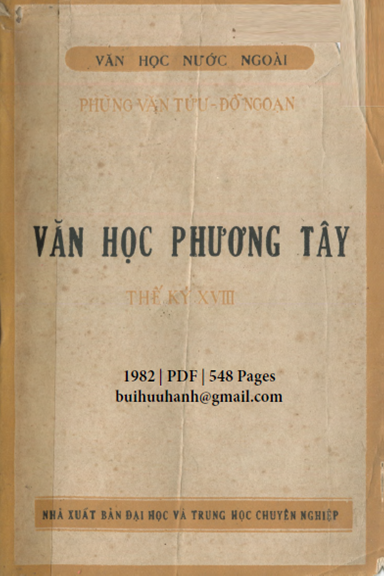 Văn Học Phương Tây Thế Kỷ XVIII (NXB Đại Học 1982) - Phùng Văn Tửu, 548 Trang