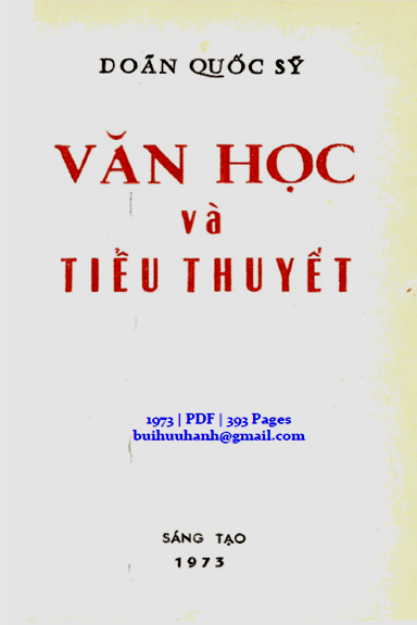 Văn Học Và Tiểu Thuyết (NXB Sáng Tạo 1973) - Doãn Quốc Sỹ, 393 Trang