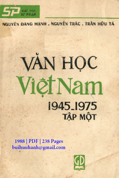 Văn Học Việt Nam 1945-1975 Tập 1 (NXB Giáo Dục 1988) - Nguyễn Đăng Mạnh, 238 Trang