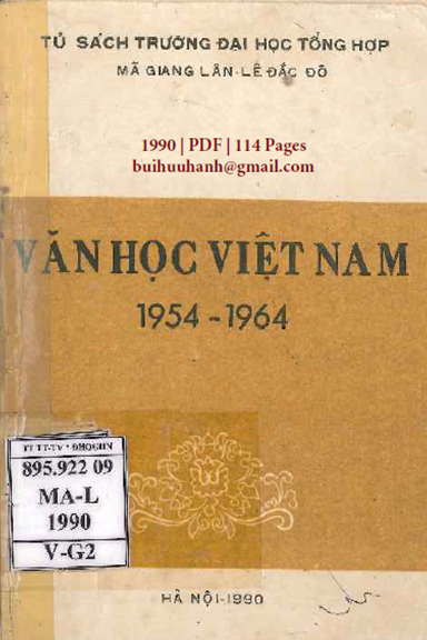 Văn Học Việt Nam 1954-1964 (NXB Hà Nội 1990) - Mã Giang Lân, 114 Trang