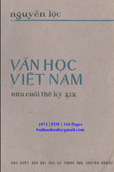 Văn Học Việt Nam Nửa Cuối thế Kỷ XIX (NXB Đại Học 1971) - Nguyễn Lộc, 318 Trang