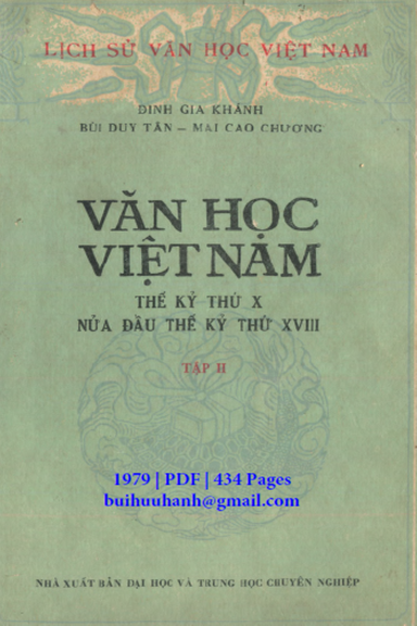 Văn Học Việt Nam Thế Kỷ X Nửa Đầu Thế Kỷ XVIII Tập 2 (NXB Đại Học 1979) - Đinh Gia Khánh, 434 Trang