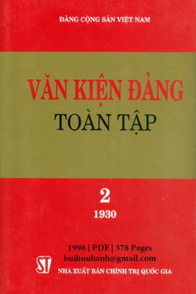 Văn Kiện Đảng Toàn Tập 2 (NXB Chính Trị 1998) - Đào Trọng Cảng, 378 Trang