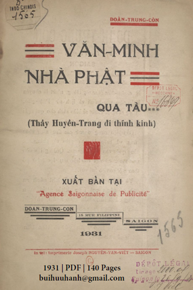 Văn Minh Nhà Phật Qua Tàu (NXB Sài Gòn 1931) - Đoàn Trung Còn, 140 Trang