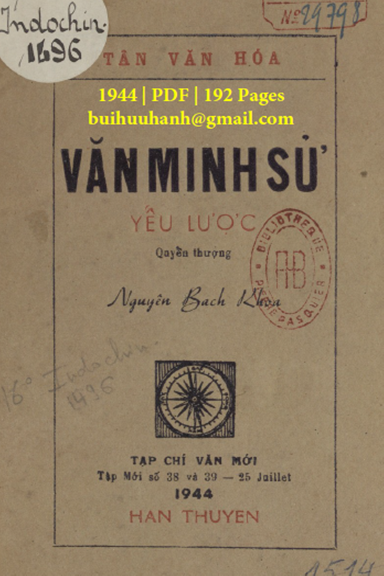 Văn Minh Sử Yếu Lược Quyển 1 (NXB Hàn Thuyên 1944) - Nguyễn Bách Khoa, 192 Trang
