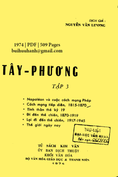 Văn Minh Tây Phương  Tập 3 (NXB Bộ Văn Hóa 1974) - Nguyễn Văn Lương, 509 Trang