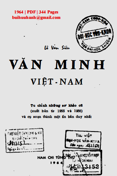 Văn Minh Việt Nam (NXB Nam Chi Tùng Thư 1964) - Lê Văn Siêu, 344 Trang