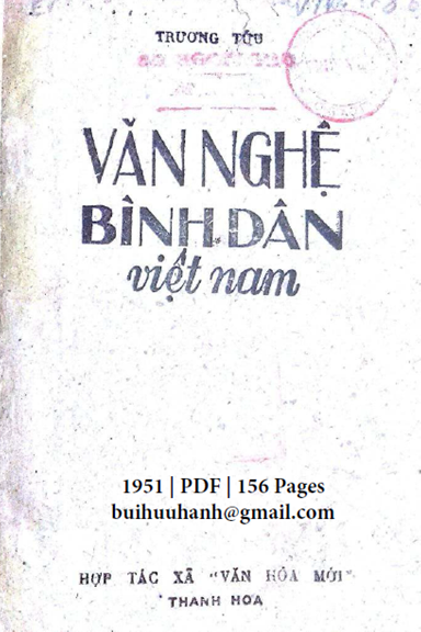 Văn Nghệ Bình Dân Việt Nam (NXB Thanh Hóa 1951) - Trương Tửu, 156 Trang