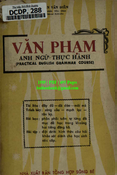 Văn Phạm Anh Ngữ Thực Hành (NXB Tổng Hợp 1989) - Trần Văn Điền, 495 Trang