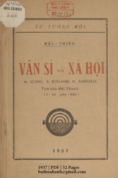 Văn Sĩ Và Xã Hội (NXB Hương Giang 1937) - Hải Triều, 52 Trang