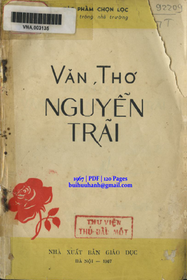 Văn, Thơ Nguyễn Trãi (NXB Giáo Dục 1967) - Trần Thanh Đạm, 120 Trang