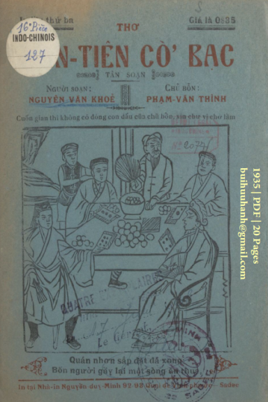 Vân Tiên Cờ Bạc (NXB Nguyễn Duy Minh 1935) - Nguyễn Văn Khỏe, 20 Trang