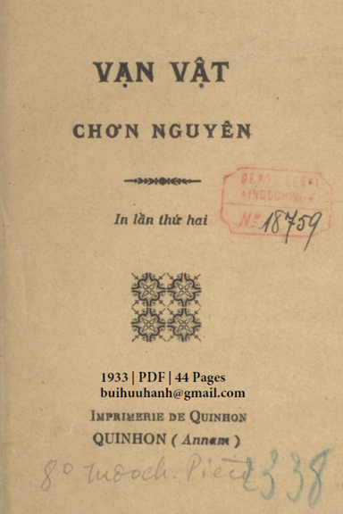 Vạn Vật Chơn Nguyên (NXB Qui Nhơn 1933) - Nhiều Tác Giả, 44 Trang