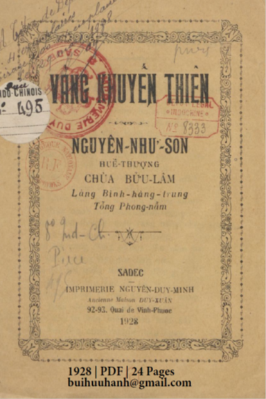 Vãng Khuyến Thiện (NXB Nguyễn Duy Minh 1928) - Nguyễn Như Sơn, 24 Trang