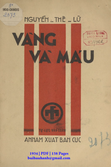Vàng Và Máu (NXB An Nam 1934) - Nguyễn Thế Lữ, 158 Trang