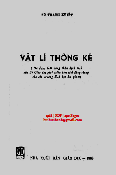 Vật Lí Thống Kê (NXB Giáo Dục 1988) - Vũ Thanh Khiết, 290 Trang
