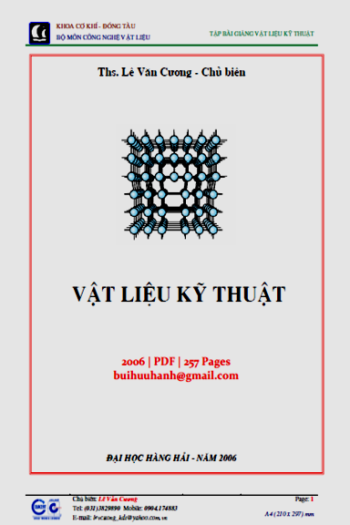 Vật Liệu Kỹ Thuật (NXB Hải Phòng 2006) - Lê Văn Cương, 257 Trang