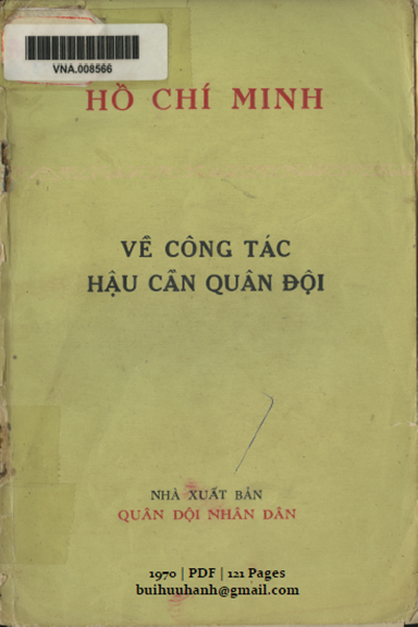 Về Công Tác Hậu Cần Quân Đội (NXB Quân Đội 1970) - Hồ Chí Minh, 121 Trang