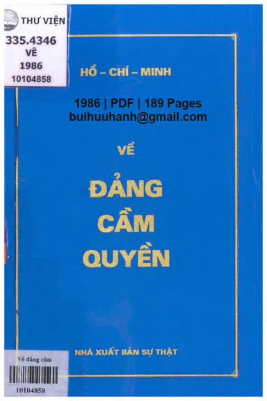 Về Đảng Cầm Quyền (NXB Sự Thật 1986) - Hồ Chí Minh, 189 Trang