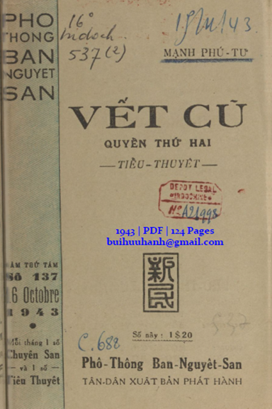 Vết Cũ Quyển 2 (NXB Tân Dân 1943) - Mạnh Phú Tư, 124 Trang