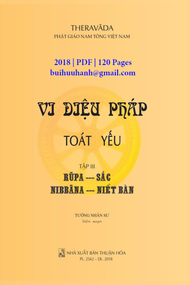 Vi Diệu Pháp Toát Yếu Tập 3-SẮC (NXB Thuận Hóa 2018) - Tường Nhân Sư, 120 Trang